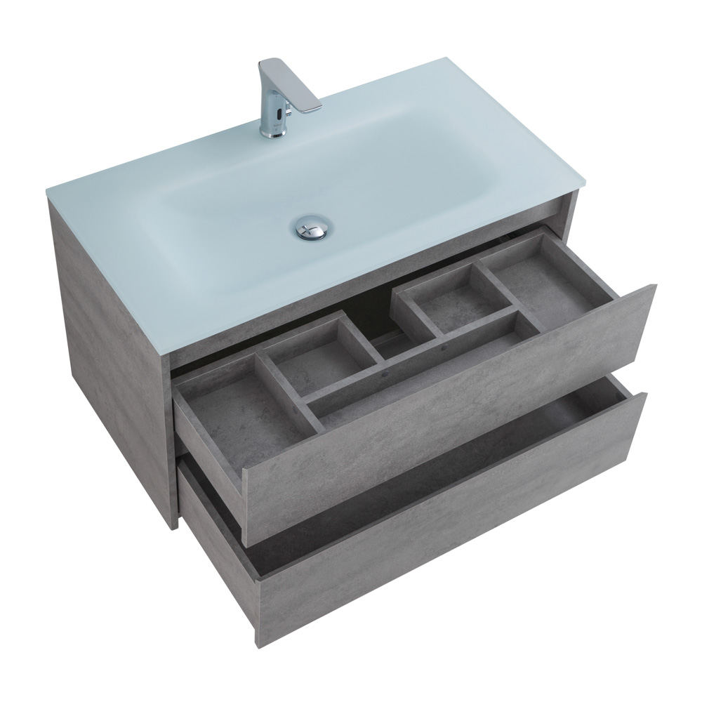 Приобрести belbagno тумба с раковиной kraft 100 см, подвесная cemento grigio, белая раковина