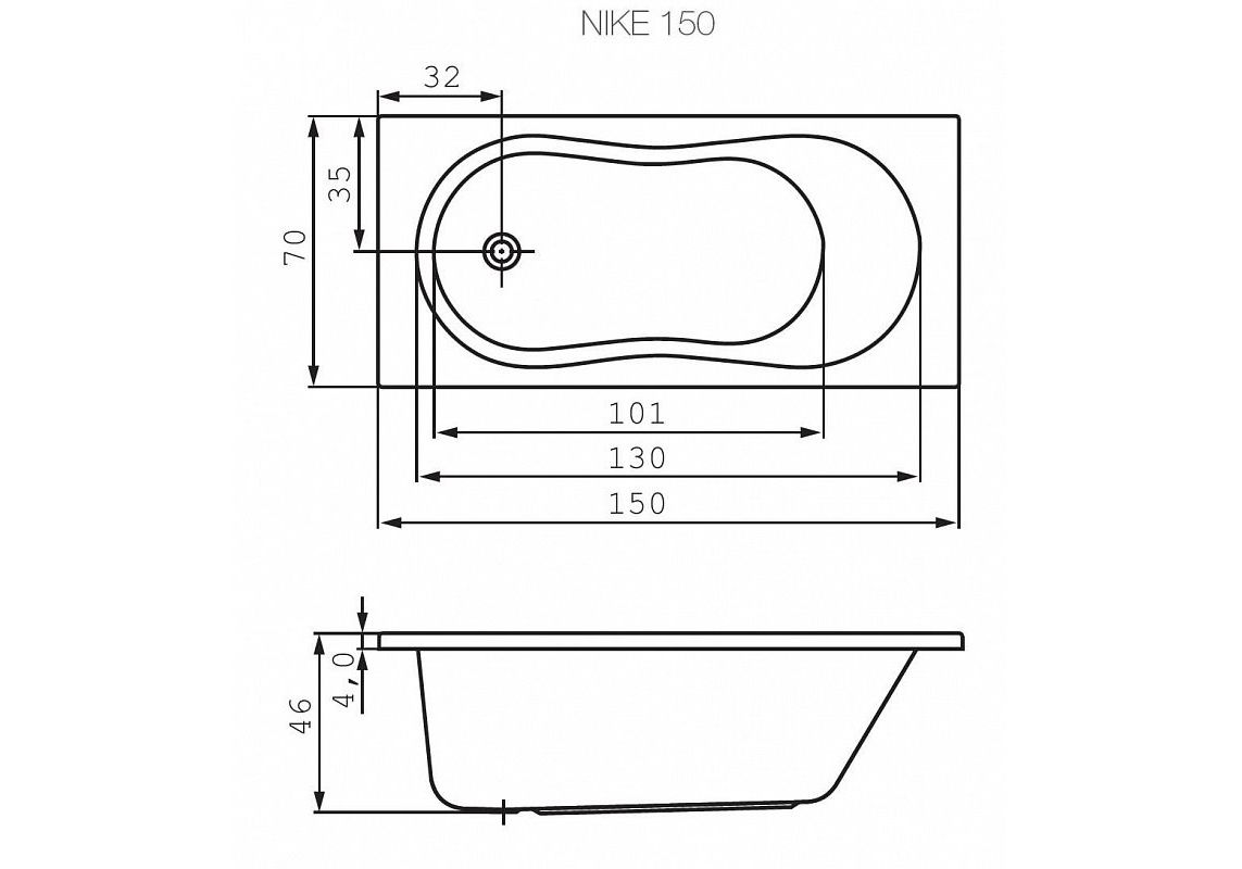 Приобрести акриловая ванна cersanit nike 150x70 см