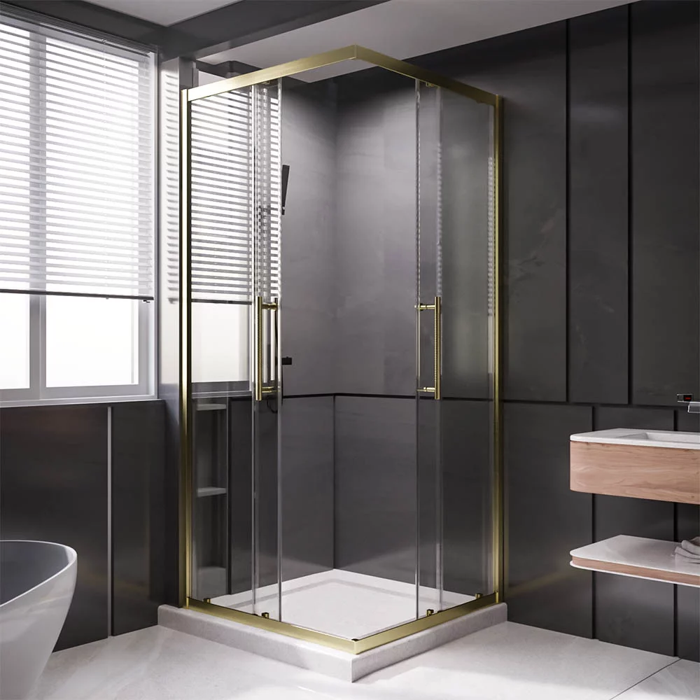 Приобрести veconi душевое ограждение premium trento 80х110 см, брашированное золото, прозрачное ptc20-g-11080-01-c4