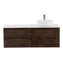 BelBagno Тумба со столешницей ETNA 120 см, подвесная Rovere Moro, раковина справа