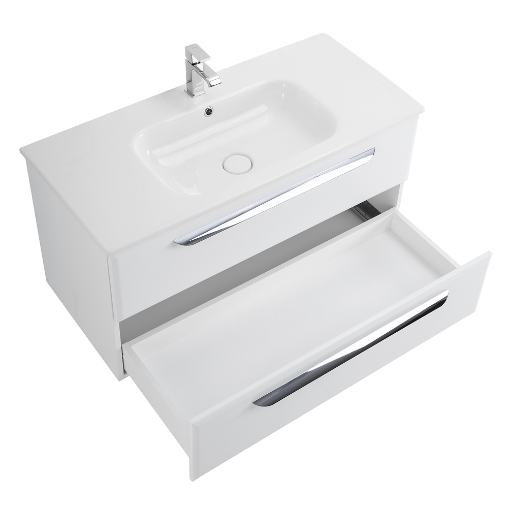 Приобрести cezares тумба подвесная с раковиной eco-cer 100 см bianco lucido, белый глянец eco-cer-1000-2c-so-bl