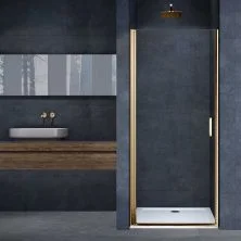 Vincea Душевая дверь Alpha 60 см, прозрачное, брашированное золото VDP-3AL600CLG
